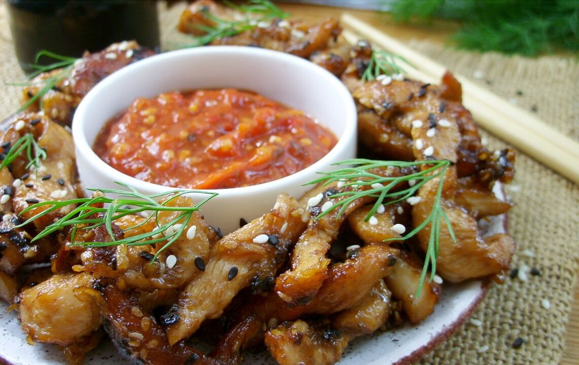 Chicken in soy sauce is a diet favorite